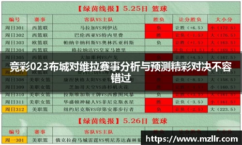 竞彩023布城对维拉赛事分析与预测精彩对决不容错过